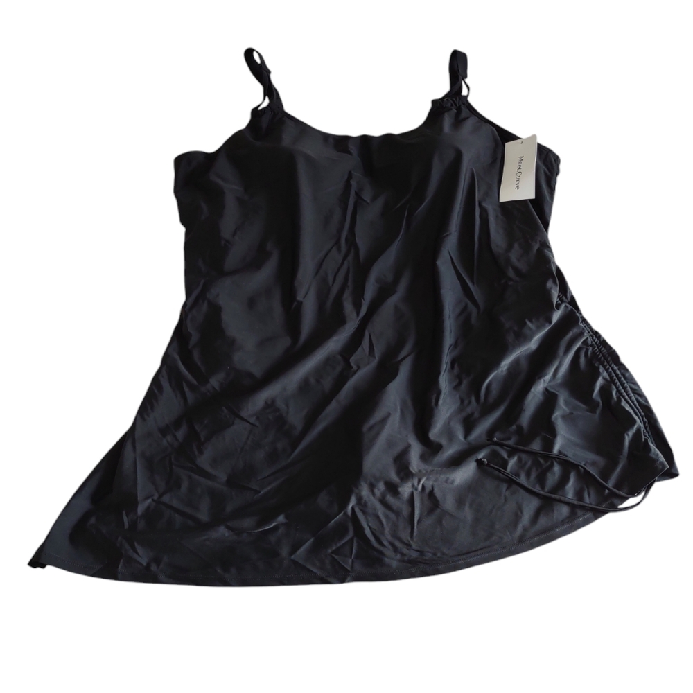 NWT Meet. Curve 4X Black Ruched One Piece Swimsuit